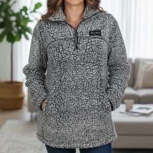 👛 (ANY 2/$30) BOXER CRAFT Always More Grey/Black 3/4 Zip Opt.High Neck Pull-On